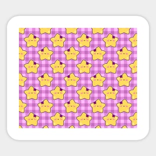 Flower Star Gingham Pattern Sticker